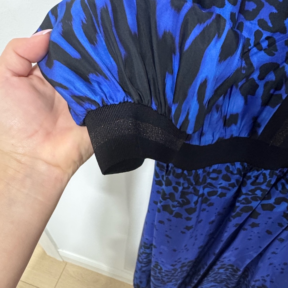 Blue Printed V-Neck Midi Dress TED BAKER MARYEMA 12 Large - Picture 6 of 12
